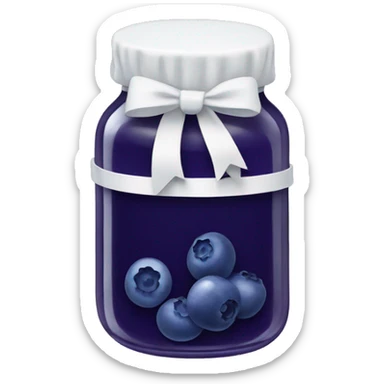 Jar of blueberry jelly with a white bow on it  sticker