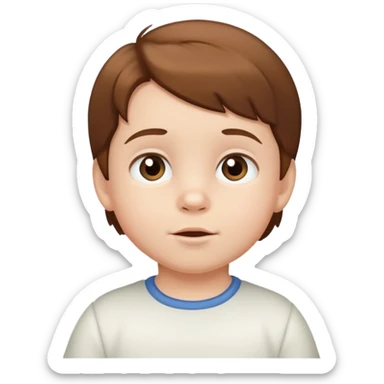 White toddler brown hair sticker