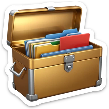 3D Brown golden toolbox filled with files sticker