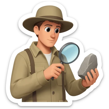 archaeologist is holding a magnifying glass sticker