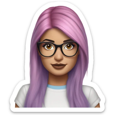 Photo Realistic kylie jenner stylish pink hair BLUE eyes and glasses dress sticker