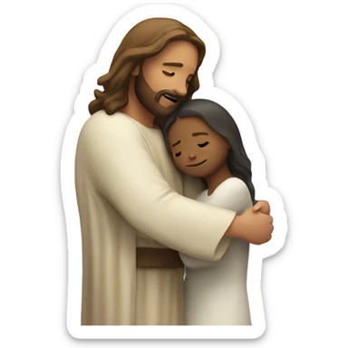 jesus hugging girl sticker