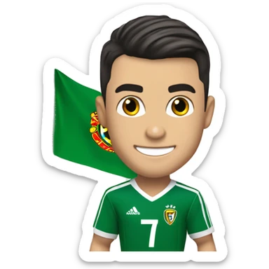 cristiano ronaldo con una bandera de excel y adentro de la bandera quiero el nombre "centro academico excel pro" sticker