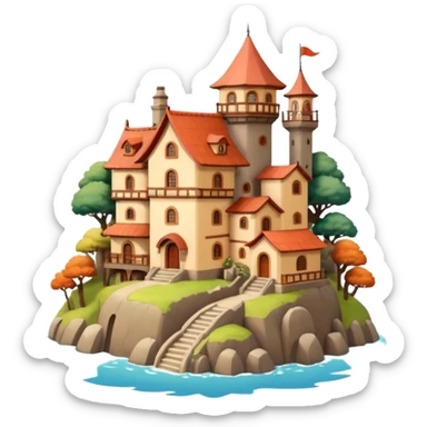 Ghibli-style little city and small home sticker