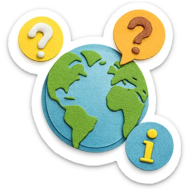 paper craft style globe with quiz icons sticker