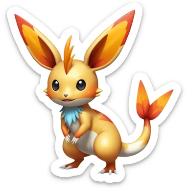 Colorful Shiny Exotic Victini-Salandit-Minccino-Emolga-Fakémon-hybrid-creature (full body)  sticker