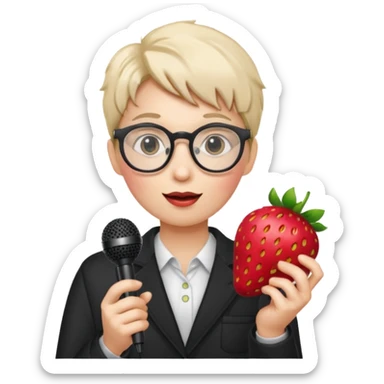 strawberry fruit be hand the mic glasses  sticker