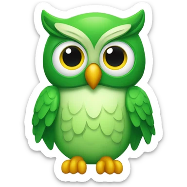 Green owl doulingo app sticker