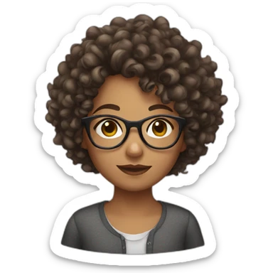 curly-haired girl with glasses sticker