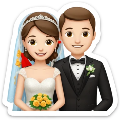 bride and groom in wedding setup sticker