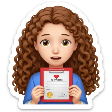 A girl with long curly brown hair crying shows an IELTS certificate with a score of 3.0  sticker