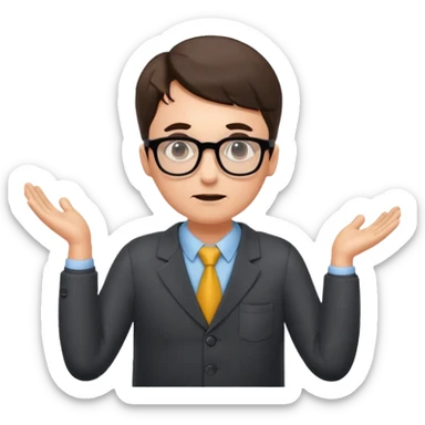 A confused teacher shrugging shoulders with euro symbols and documents floating around. sticker