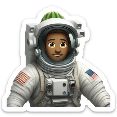 An astronaut except instead of a person it’s a cactus sticker