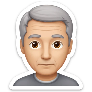 Illustrated emoji of a middle aged man with receding grey hair and brown eyes sticker