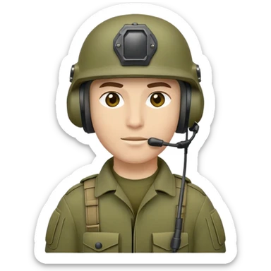 Modern soldier with tactical helmet and headset sticker