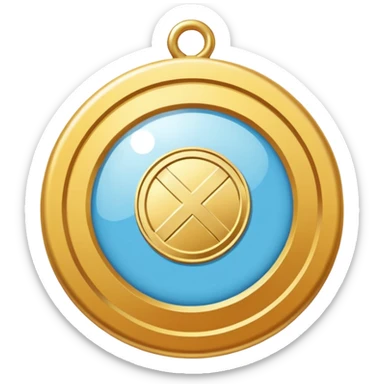 gold medal with bandage and a magnified engraved on it sticker