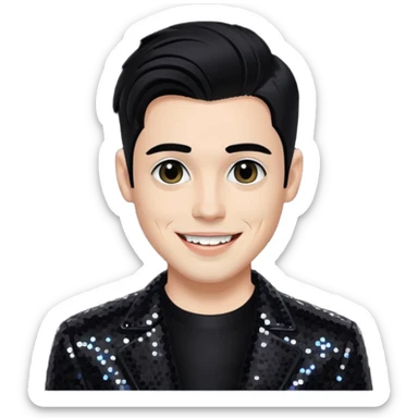Sugar Bones, Male Electropop Singer from Confidence Man with black hair, black sequin outfit sticker