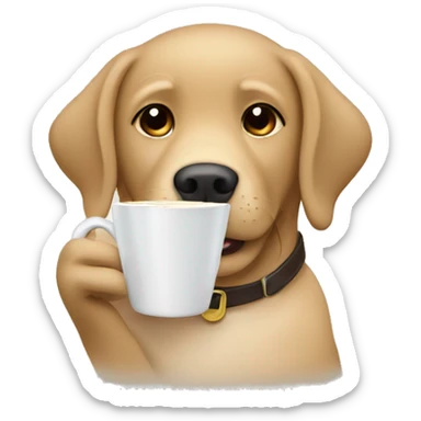 Labrador retriever drinking coffee sticker