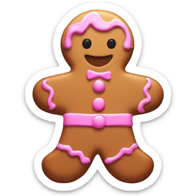 gingerbread cookie with pink frosting sticker