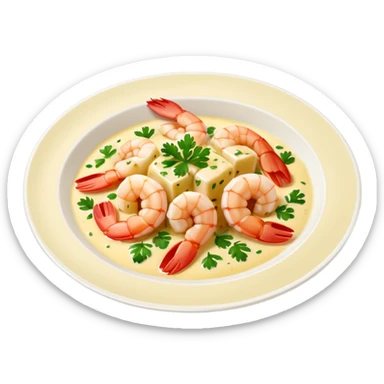 Shrimp scampi Italian dish on a white plate sticker
