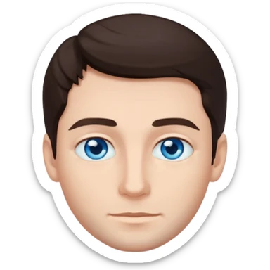 homme yeux bleu azur cheveux brun foncé sticker