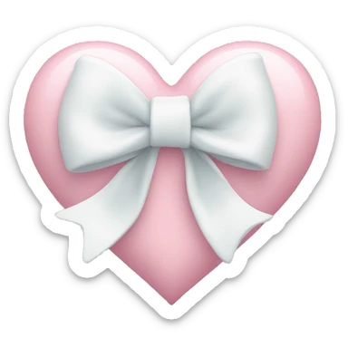 Pastel pink heart with white bow sticker