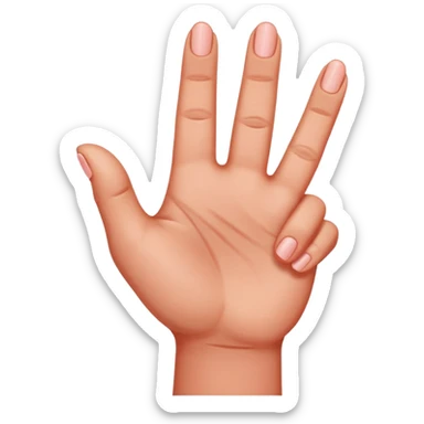 I want the thumb, middle, and index fingers pointing upwards, and the others pointing downwards, and they should be red. sticker