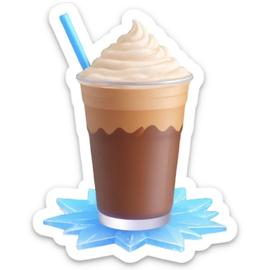 a frozen cup of coffee with ice crystals and frosty details sticker
