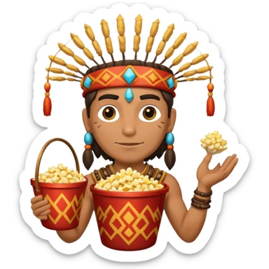 a shaman holding a bucket of popcorn sticker