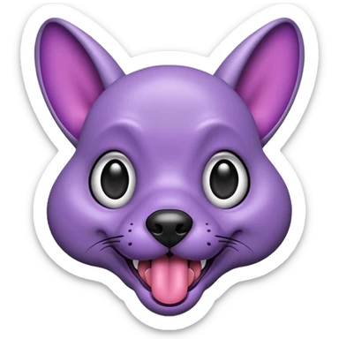 alien dog purple very big folded ear and tongue sticking out sticker