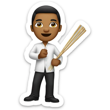 blasian guy holding chopsticks salsa dancing sticker