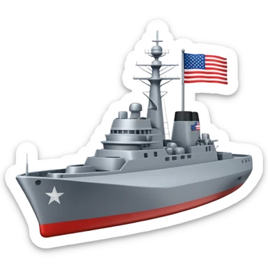 Very realistic American modern warship with little flag sticker