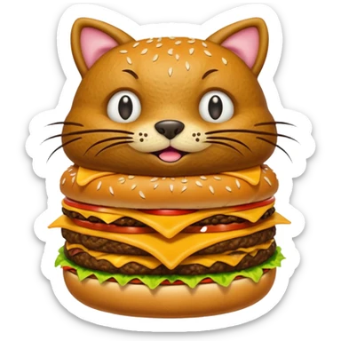 Bottomless bear poop shaped into a cat that eats rats that is also a cheeseburger sticker