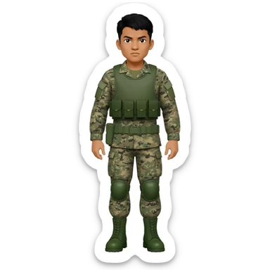 Filipino soldier bdu camo with green combat boots no plate carrier and no belt no knee pads sticker