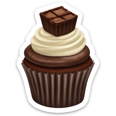 Chocolate cupcake with a brownie on top sticker