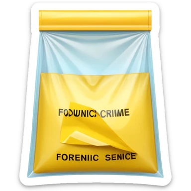 3D render of Yellow Tape inside a clear plastic evidence bag, sterile lighting, forensic crime scene aesthetic, plastic reflection. sticker