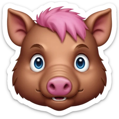 boar face, blue eyes, pink nose sticker