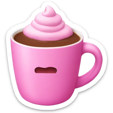 Pink hot chocolate with a pink mug sticker