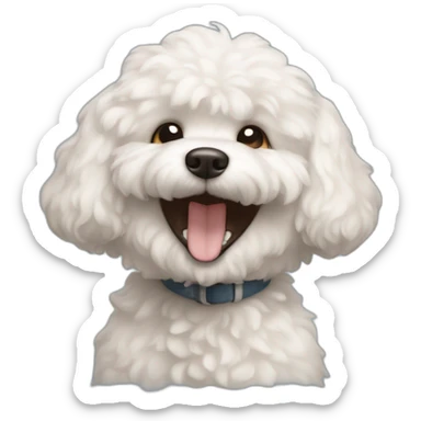 full brown dog bichon laughing sticker