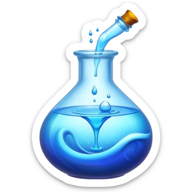 Blue potion bottle open with the liquid falling out (Upside-down with no cork and w/o handle) sticker