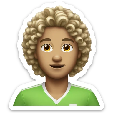 White Tennis player with curly wavy hair and slight freckles sticker