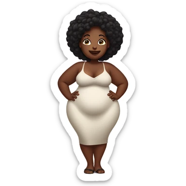 Curvy black woman with a giant belly sticker
