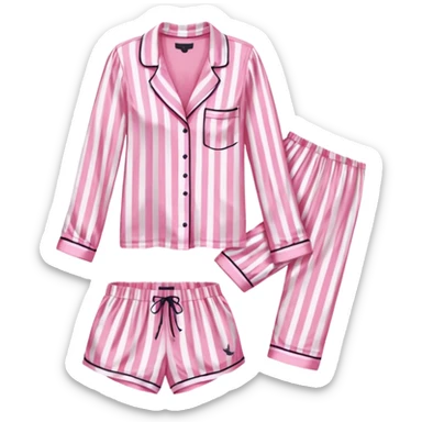 pink and white striped silk victoria’s secret pajama set sticker