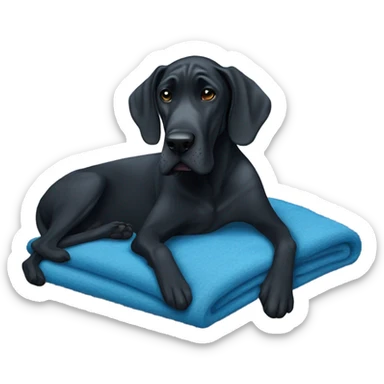 Black Great Dane with a blue blanket  sticker