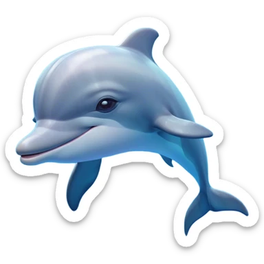 Cinematic Dreamy Dolphin Portrait Emoji, Floating serenely in a gentle sea of soft light, with a relaxed, streamlined body and half-closed, drowsy eyes that reflect a peaceful underwater lullaby, and a subtle, contented smile, Simplified yet irresistibly adorable features, highly detailed, glowing with a soft, dreamy aquatic radiance, high shine, calm and enchanting, stylized with an air of sleepy marine wonder, soft glowing outline, capturing the essence of a super cute dolphin that appears ready to drift into a sweet, soothing nap! sticker