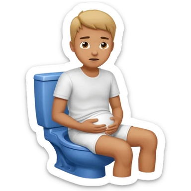 Man siting in a toilet bowl for diarrhea  sticker