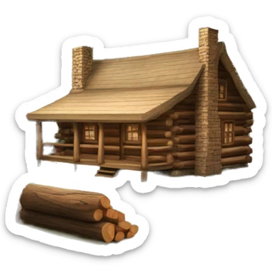 Log Cabin in the woods transparent background  sticker