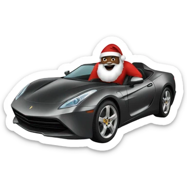 black santa in a sports car sticker
