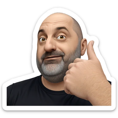 bald man in black shirt sticker