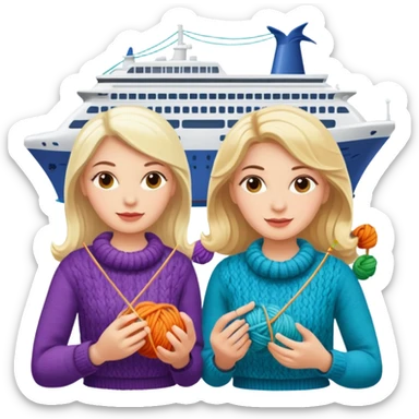 white ladies knitting on a cruise ship sticker